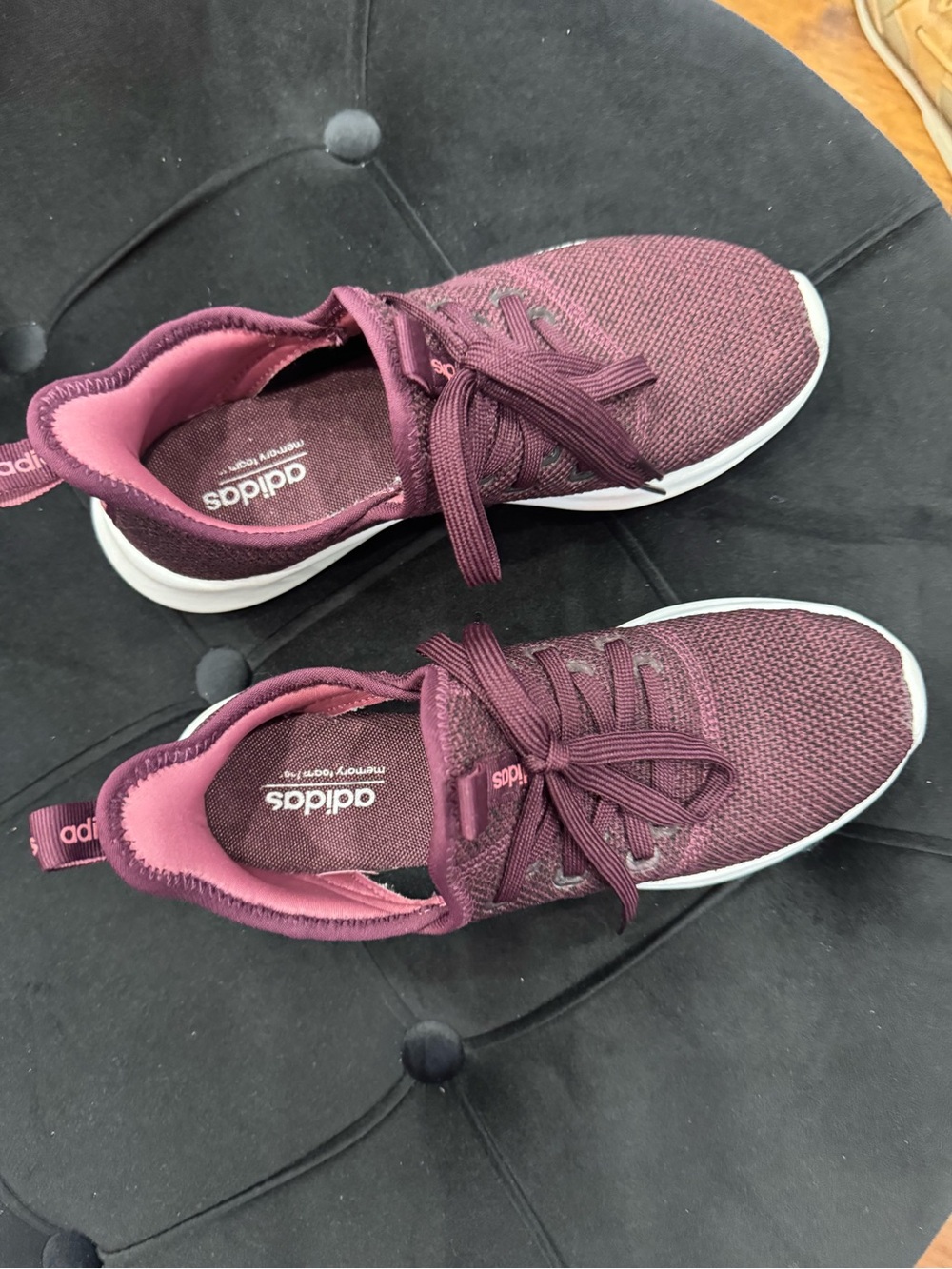 adidas Women's Burgundy Knit Lace-Up Athletic Sneakers